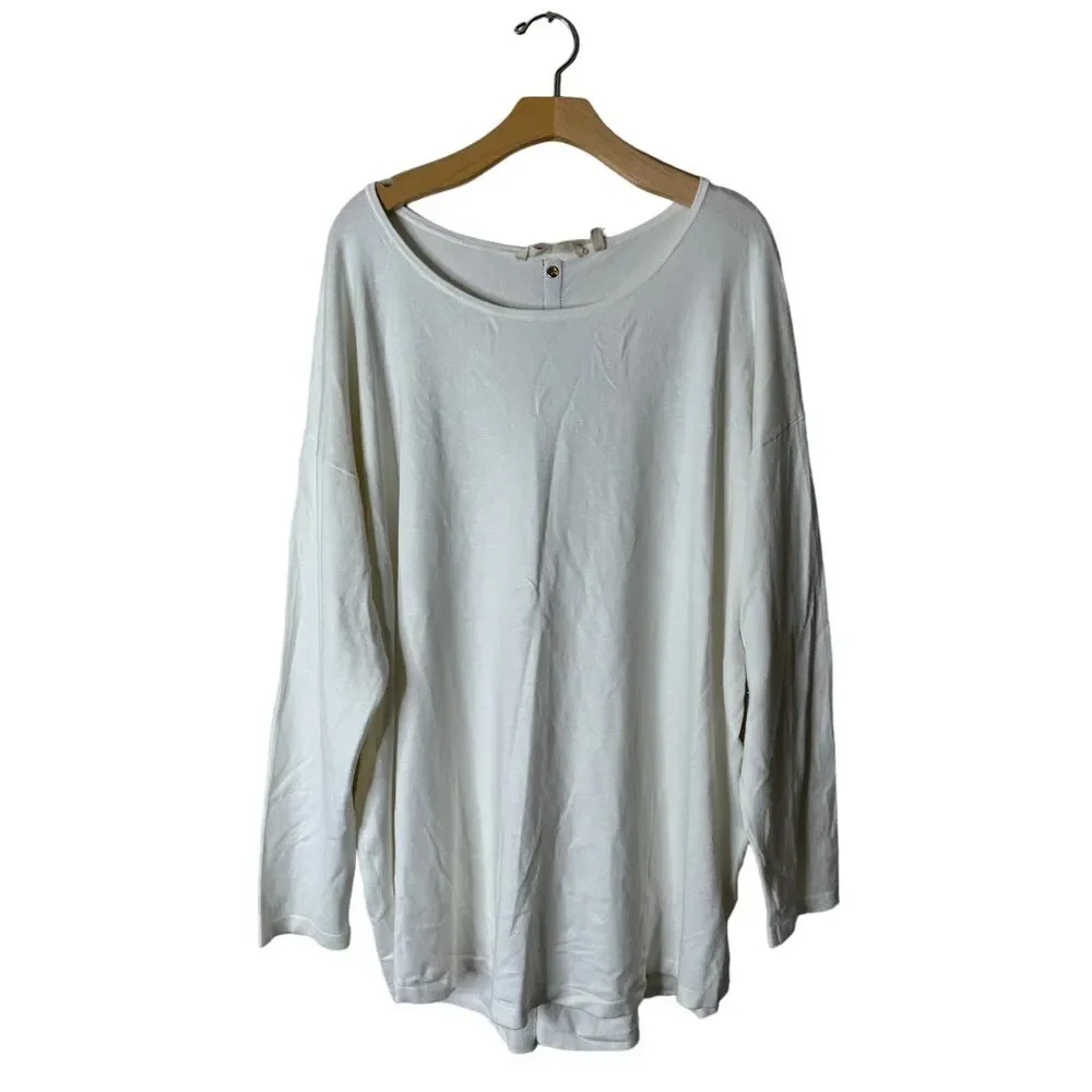 Soft Surroundings Women's Plus 2X Trieste Button-Back Cream Sweater